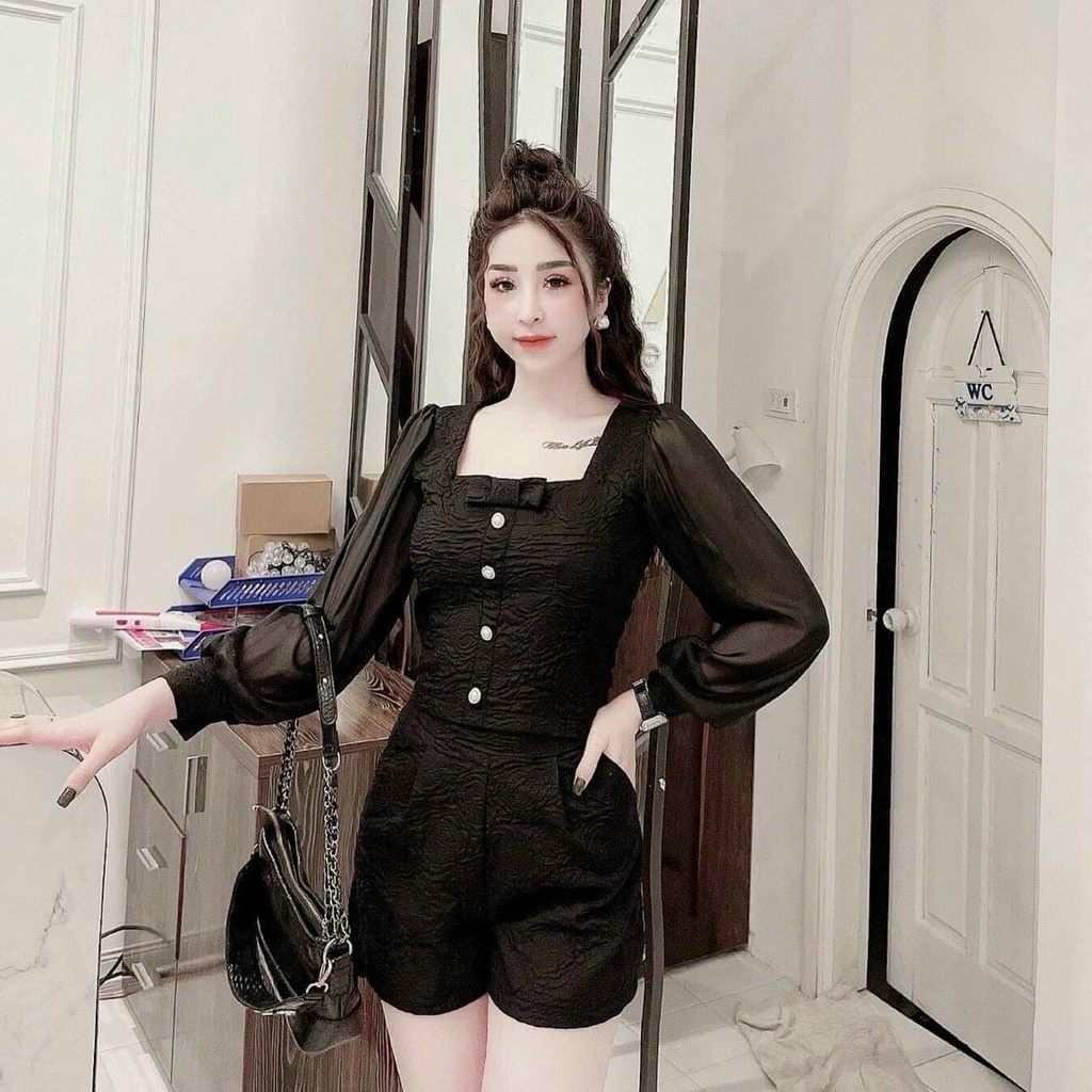 Bộ đùi chất gấm xịn sò áo tay dài kèm quần đùi
