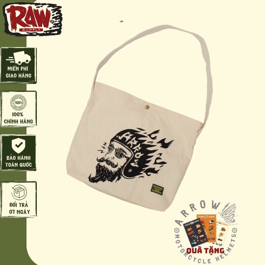 Túi Tote Đeo Chéo Canvas Vải Bố Mộc Không Nhuộm Hóa Chất Raw