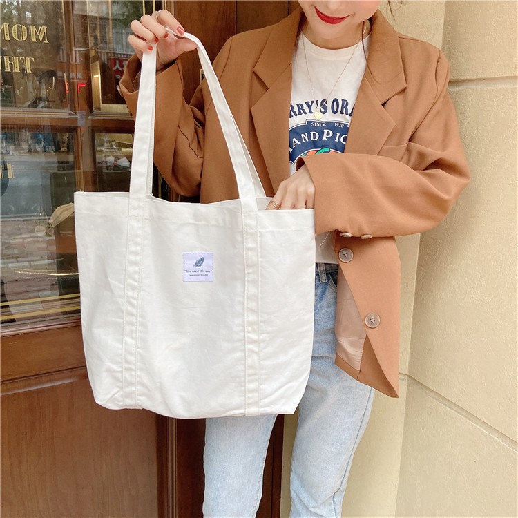 [Mã FASHIONT4WA2 giảm 10K đơn từ 50K] TÚI TOTE VẢI CANVAS DÀY LOẠI 1 HÌNH LÁ SIZE TO VỪA A4 HH 161