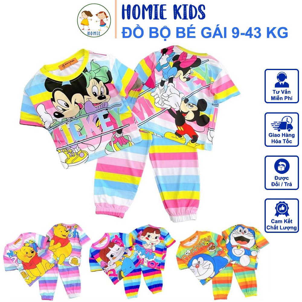 Đồ Bộ Cho Bé Gái 9-43 Kg Set Quần Dài Áo Tay Ngắn Trẻ Em Thun Lạnh 3D Mặc Nhà Size Nhí Đại In Siêu Bền Đẹp Homie Kids