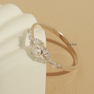 Nhẫn 6 đá hạt thóc mặt đá tròn BẠC S925 LANN R217