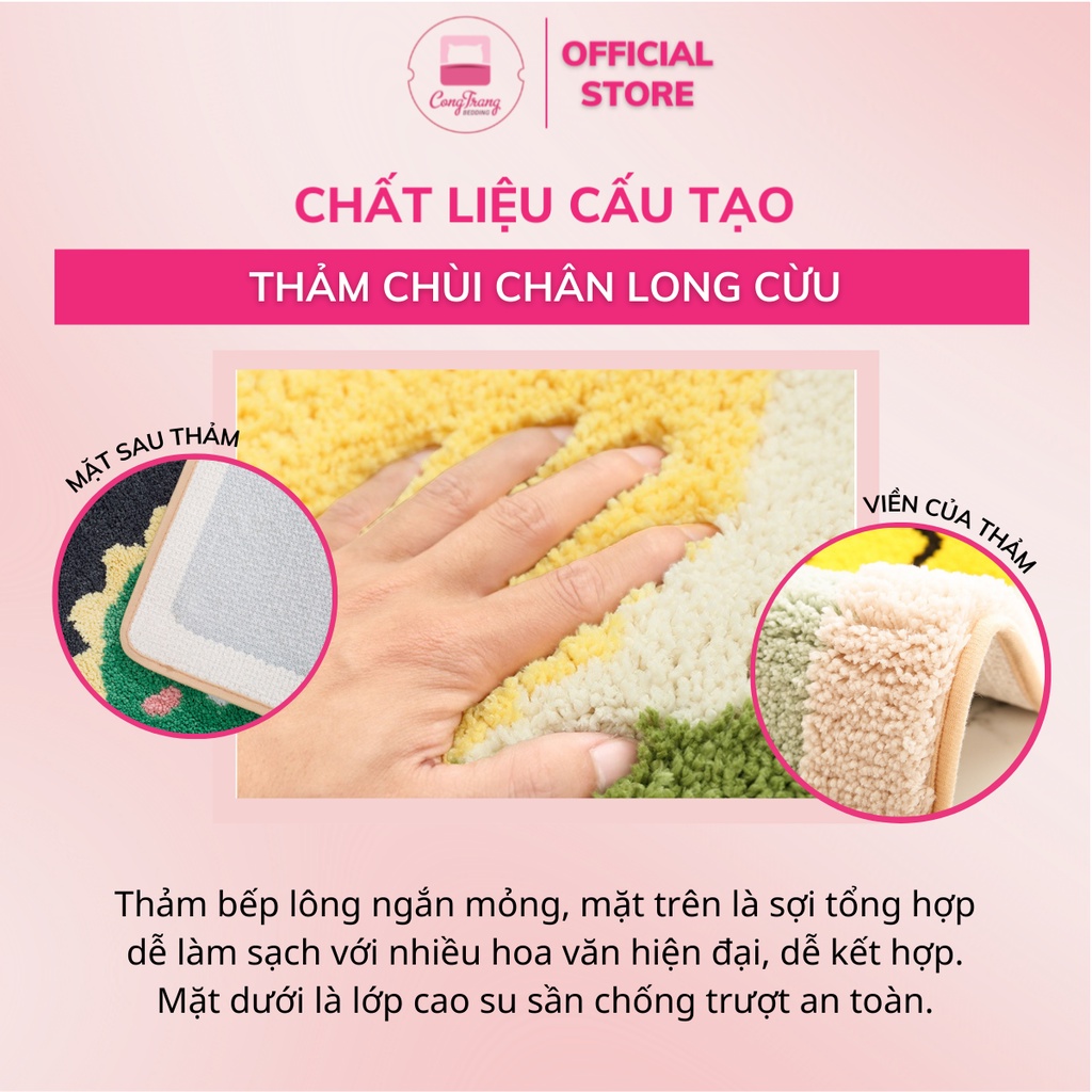Thảm lau chân, chùi chân Hoa Quả, Hình Thú Đáng Yêu chống trơn trượt chất liệu lông cừu - 40cm x 60cm