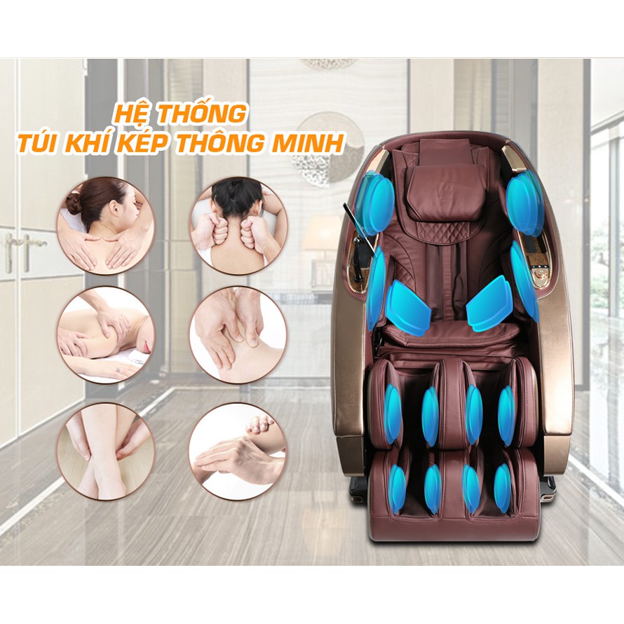 Ghế massage Kingsport G28 - Ghế mát xa toàn thân túi khí kép, công nghệ 4D, nhiệt hồng ngoại