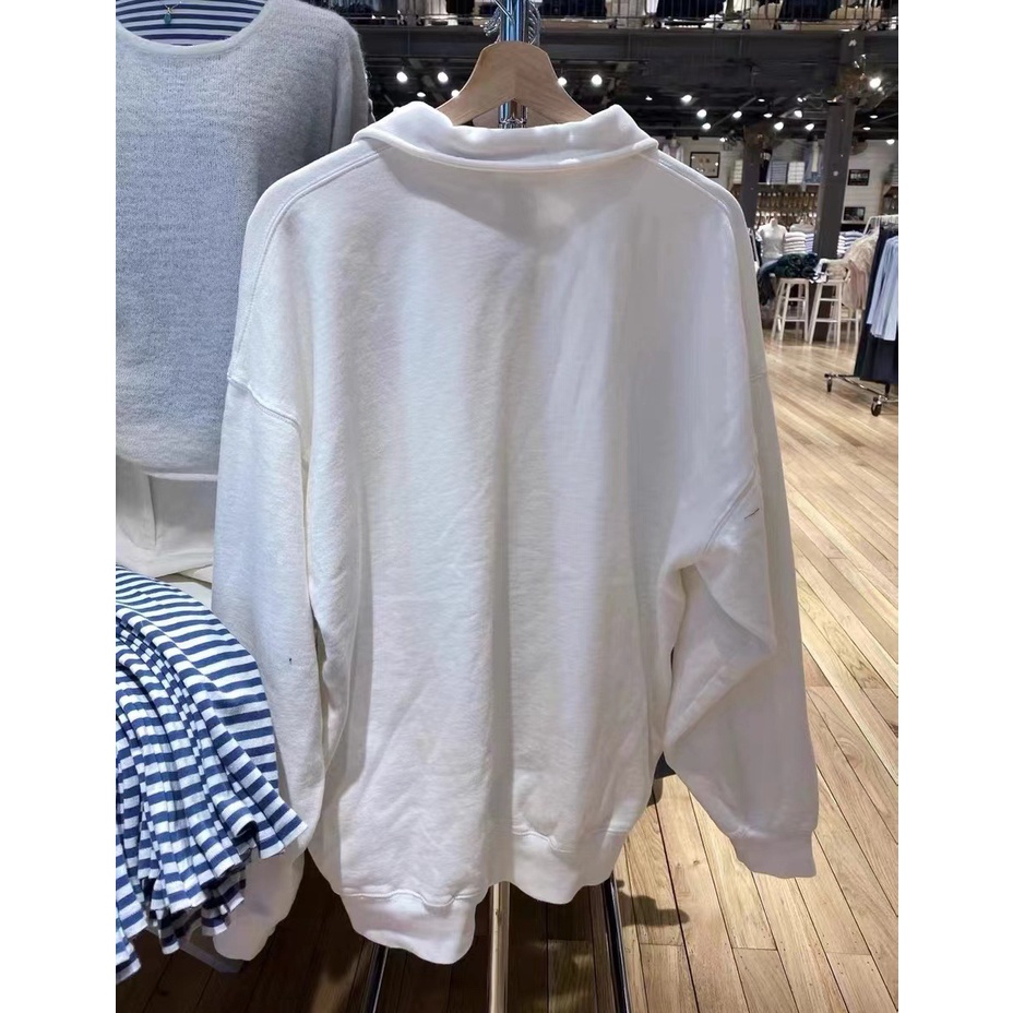 Áo Sweatshirt Dáng Rộng Lót Lông Cừu Lót Lông Cừu Cổ polo Thêu Chữ Phong Cách Mới Brandy Melville BM