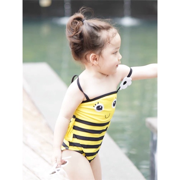Bikini bé gái,bộ bơi bé gái, đồ bơi bé gái liền thân con ong 2 dây siêu dễ thương