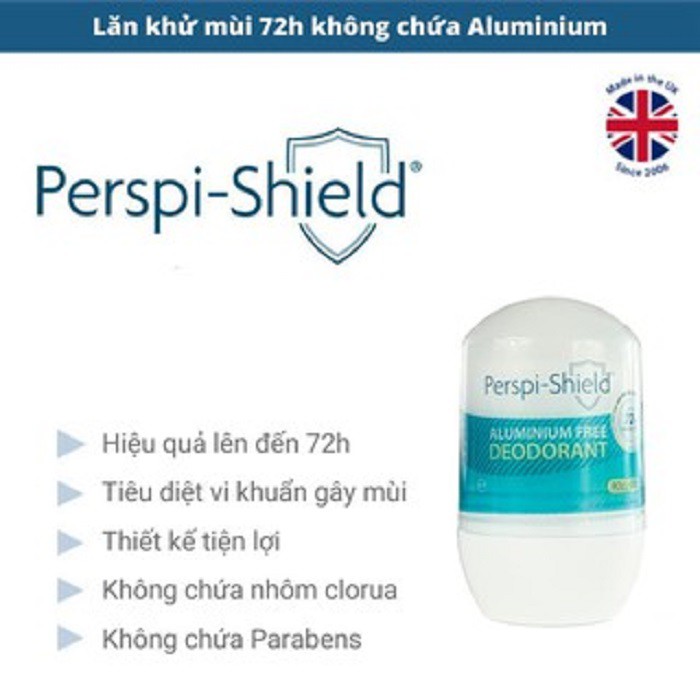 Lăn Khử Mùi Perspi Shield Aluminium Free Deodorant Roll On Hiệu Quả 72h