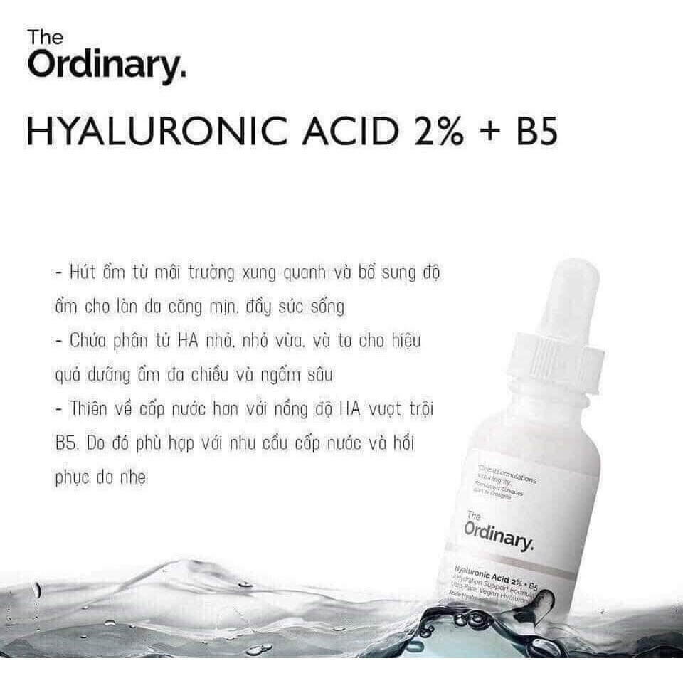 (CHÍNH HÃNG, SIZE 30ML - 60ML) TINH CHẤT The  Ordinary Hyaluronic Acid 2% + B5