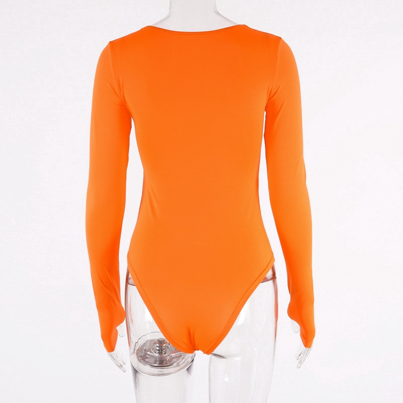 Áo liền quần cổ vuông tay dài dáng ôm gợi cảm màu trơn 4 màu tùy chọn