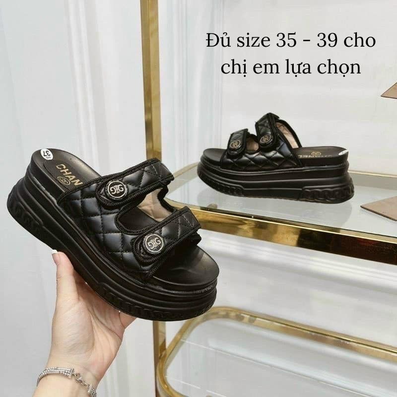 Dép lê nữ độn đế hai quai ngang cao 7cm siêu hach dáng JUMATO G2.042.TR.35
