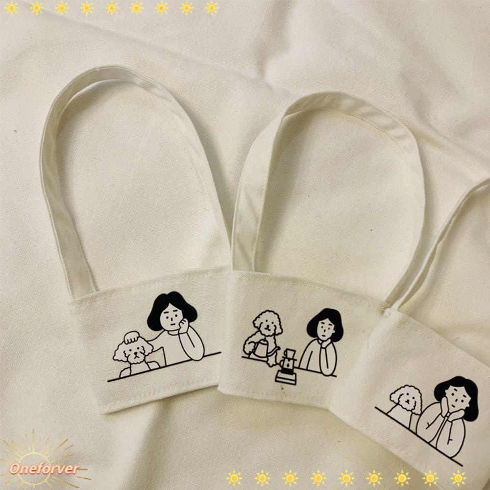 Túi vải canvas đựng cốc cà phê/trà cầm tay tái sử dụng