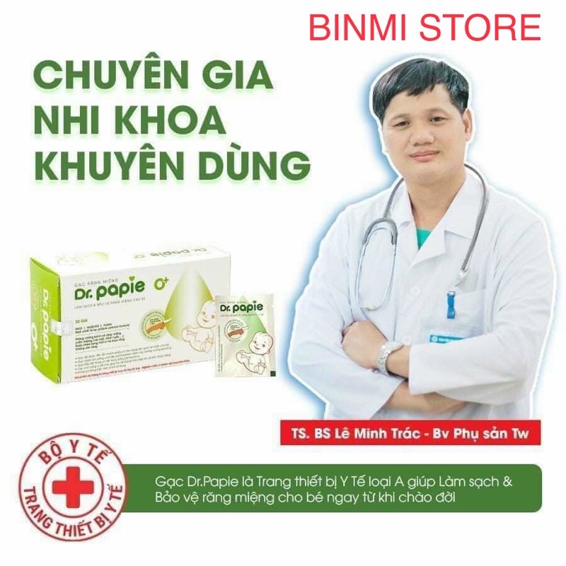 Gạc rơ lưỡi Dr Papie vệ sinh răng miệng / Rơ lưỡi Dr Papie cho bé (30 gói)