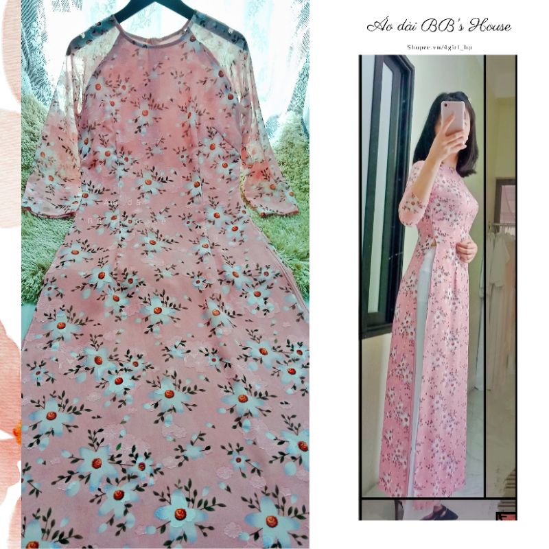 Áo dài nữ 4 tà hoa đại màu tôn da