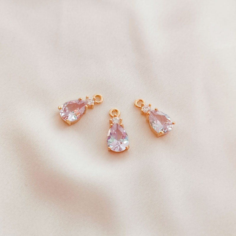 Mặt Dây Chuyền Hình Giọt Nước Bằng Đồng 14K Đính Đá Zircon Nhiều Màu Sắc Diy