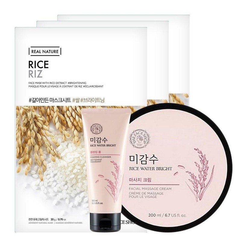[Có Mã Giảm Giá] Kem Massage Toàn Thân Làm Sáng Da Rice Water Bright Facial Massage Cream The Face Shop 200ml