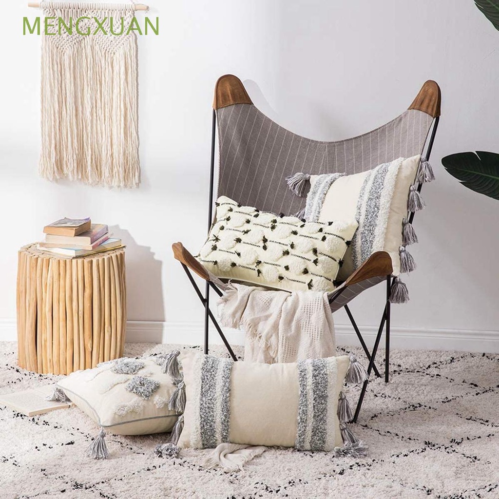 Vỏ Gối Đệm Sofa Phối Tua Rua In Hình Phong Cách Bohemian Dùng Trang Trí