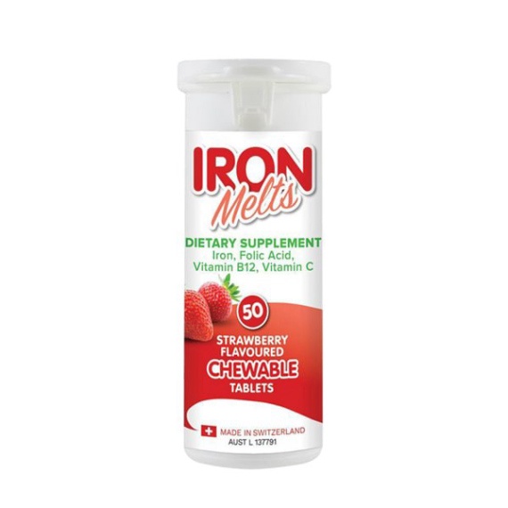 Iron Melts của Úc - Viên Bổ Sung Sắt, Acid Folic, Vitamin B12 Và Vitamin C, 50 viên