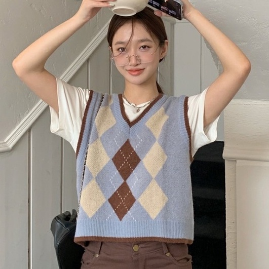 【ZHELIHANGFEI】Áo Dệt Kim Không Tay Đính Đá Xinh Xắn Theo Phong Cách Retro