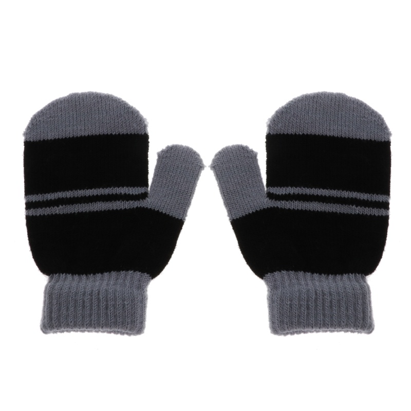 Găng Tay Đan Len Co Giãn Giữ Ấm Mùa Đông Dễ Thương Cho Bé Trai + Gái