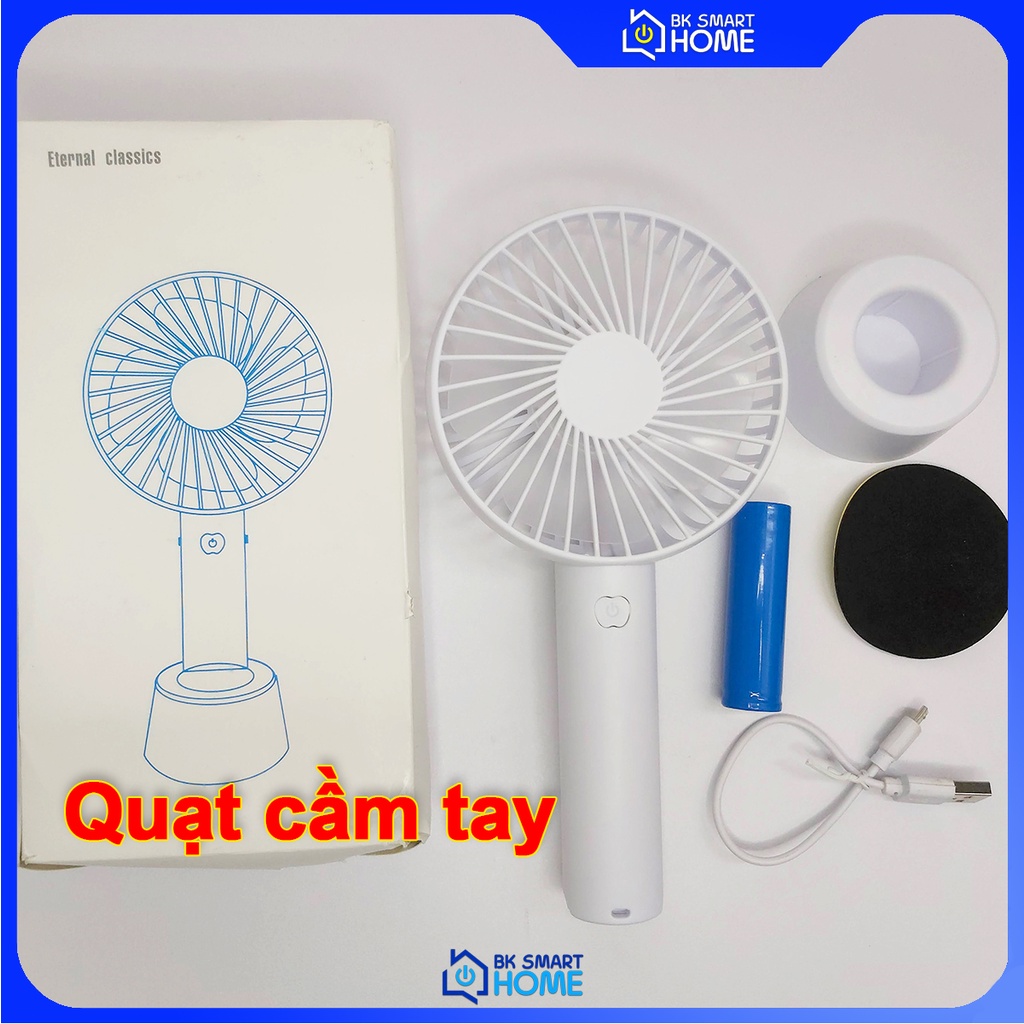 Quạt cầm tay mini có pin sạc - Quạt điện mini cầm tay 3 chế độ gió cực mát (Có kèm đế đứng)