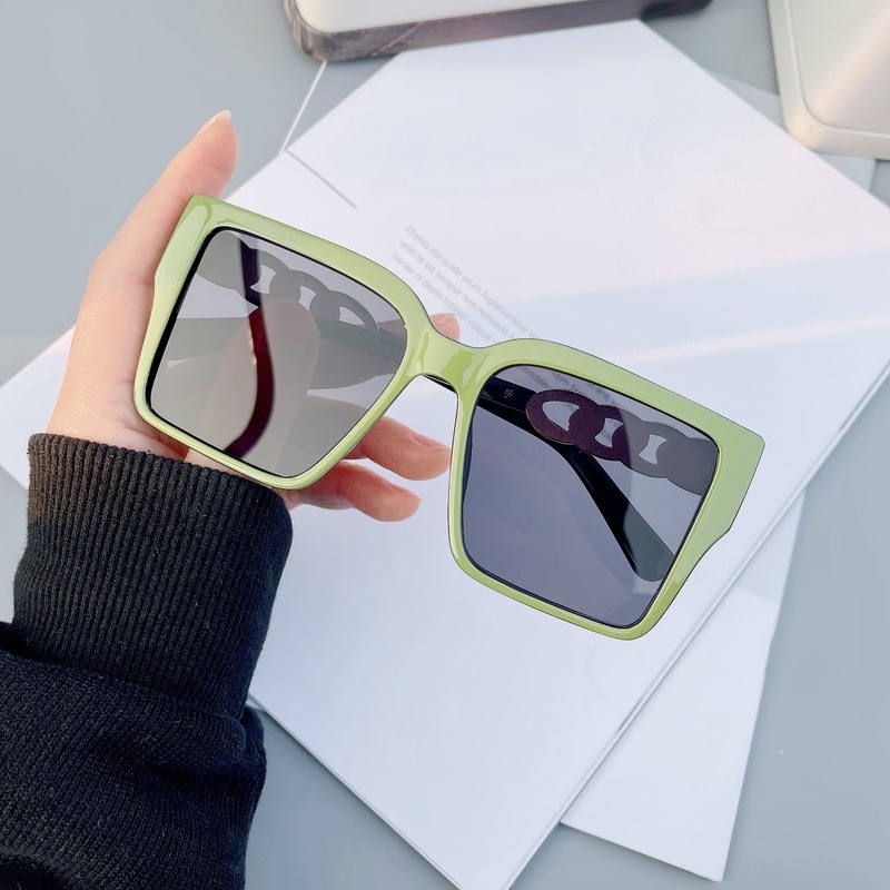 (YUZHU) Kính Mát Gọng Vuông Oversize Thời Trang Phương Tây Retro Hàn Quốc