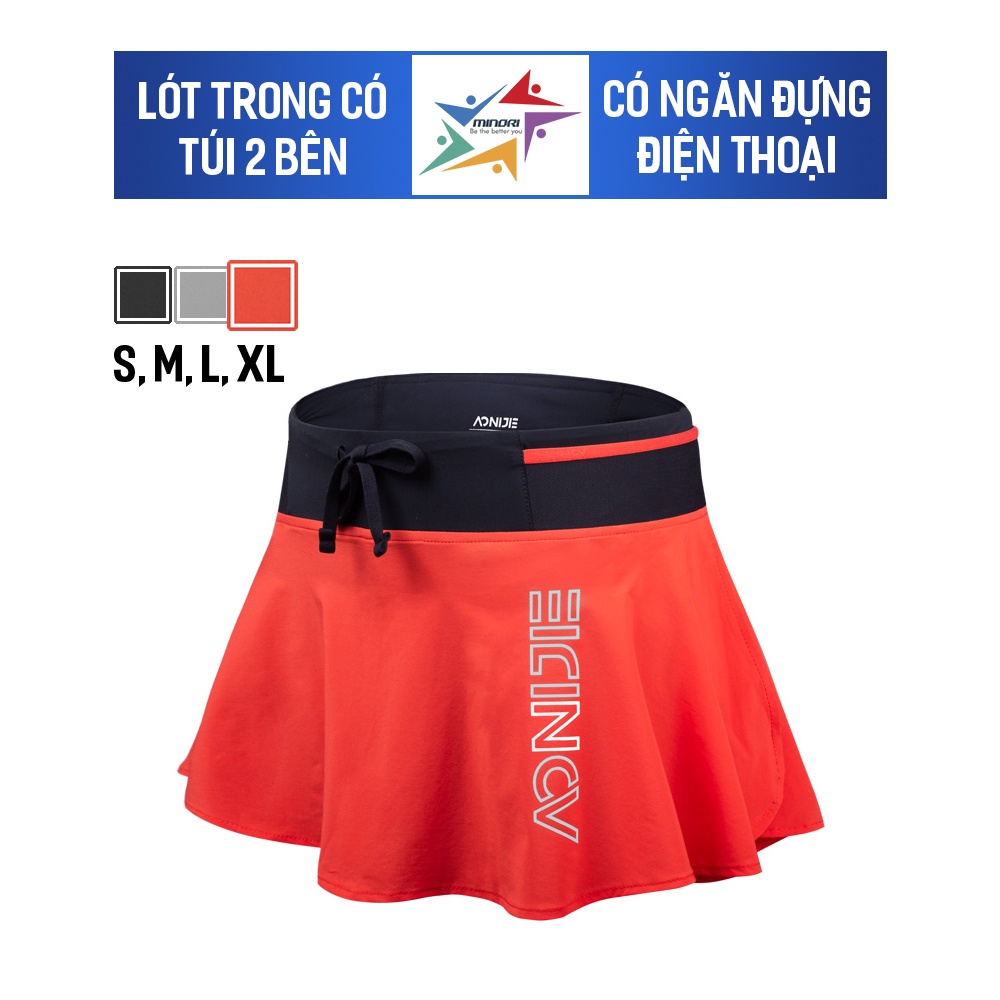 Váy Thể Thao Vận Động Chạy Bộ Đạp Xe Aonijie F5104 Siêu Nhẹ Thoáng Khí Có Lót Trong Túi Đựng Điện Thoại