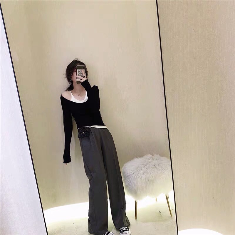 áo 2 lớp, áo len mỏng (ảnh thật up sau, mặc lên hay trễ vai đều đc) | BigBuy360 - bigbuy360.vn