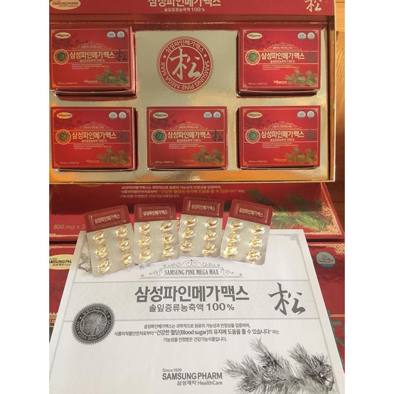 [ Chính Hãng ] Tinh Dầu Thông Đỏ Samsung Pine Mega Max Hàn Quốc, Hộp 120 Viên, Giúp Giảm Lão Hóa, Ngừa Ung Thư