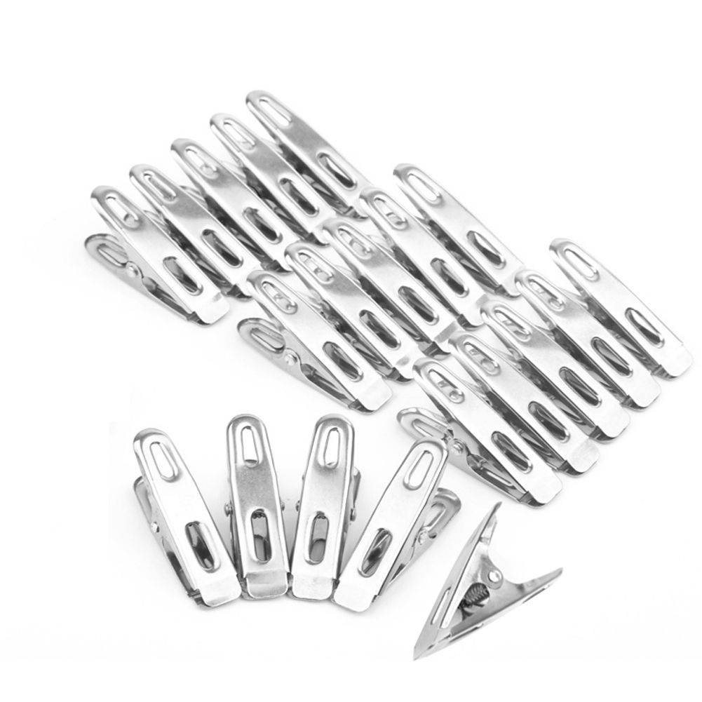 Set 20 Kẹp Quần Áo Bằng Thép Không Gỉ Tiện Dụng Cho Gia Đình/ Văn Phòng