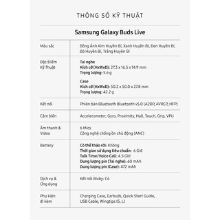Tai Nghe Bluetooth True Wireless Samsung Galaxy Buds Live