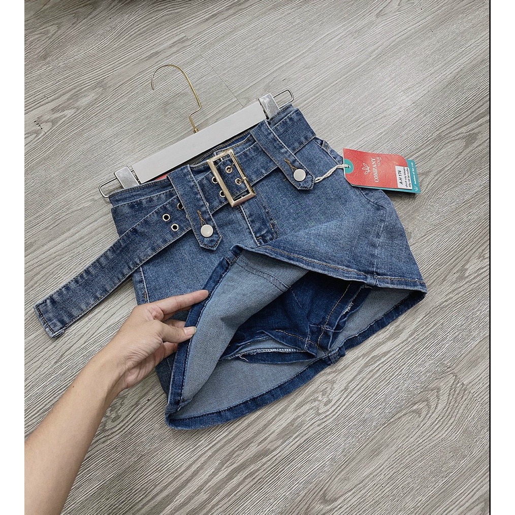 Chân váy jean dây nịt có quần trong siêu hot 777