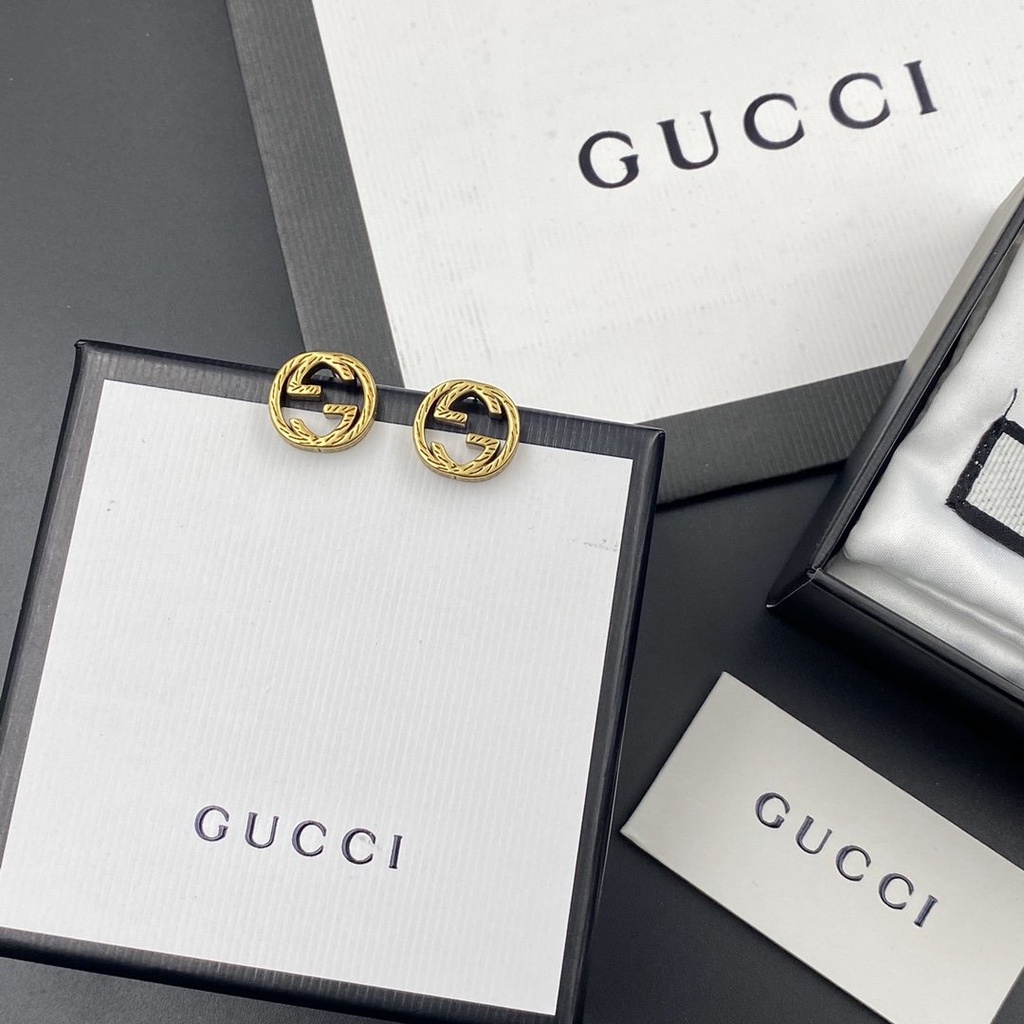 Bông Tai Gucci Bằng Thép Titan Hình Logo GG Đôi Thời Trang Cho Nữ
