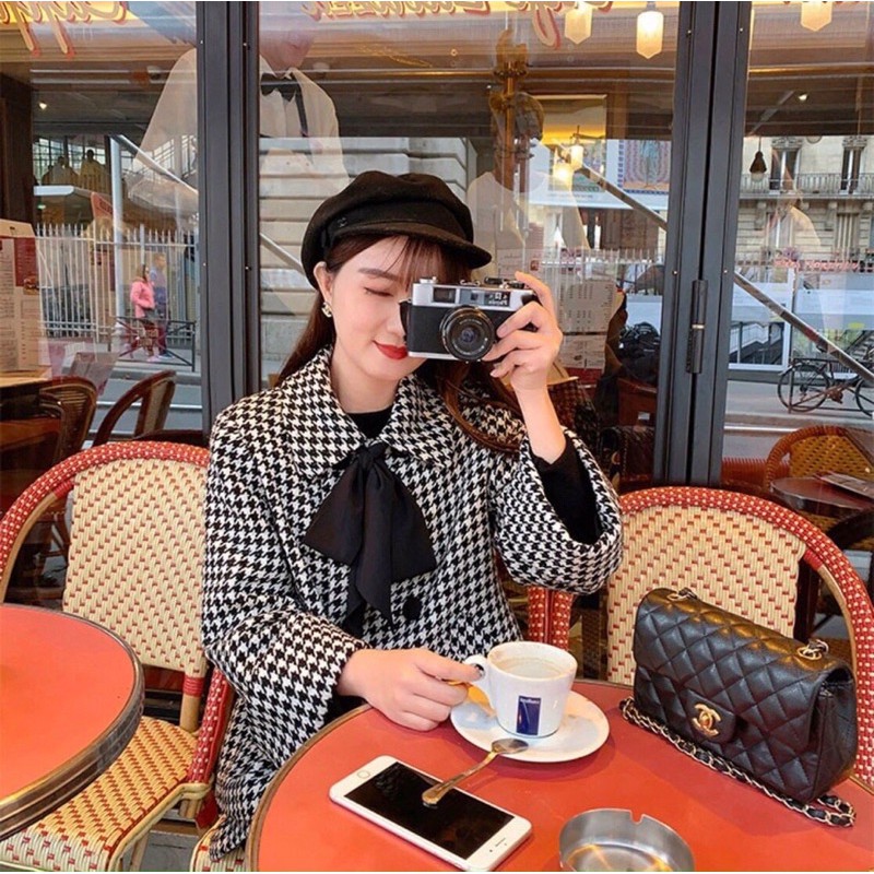 SÉT ÁO KHOÁC DẠ MIX CHÂN VÁY KẺ