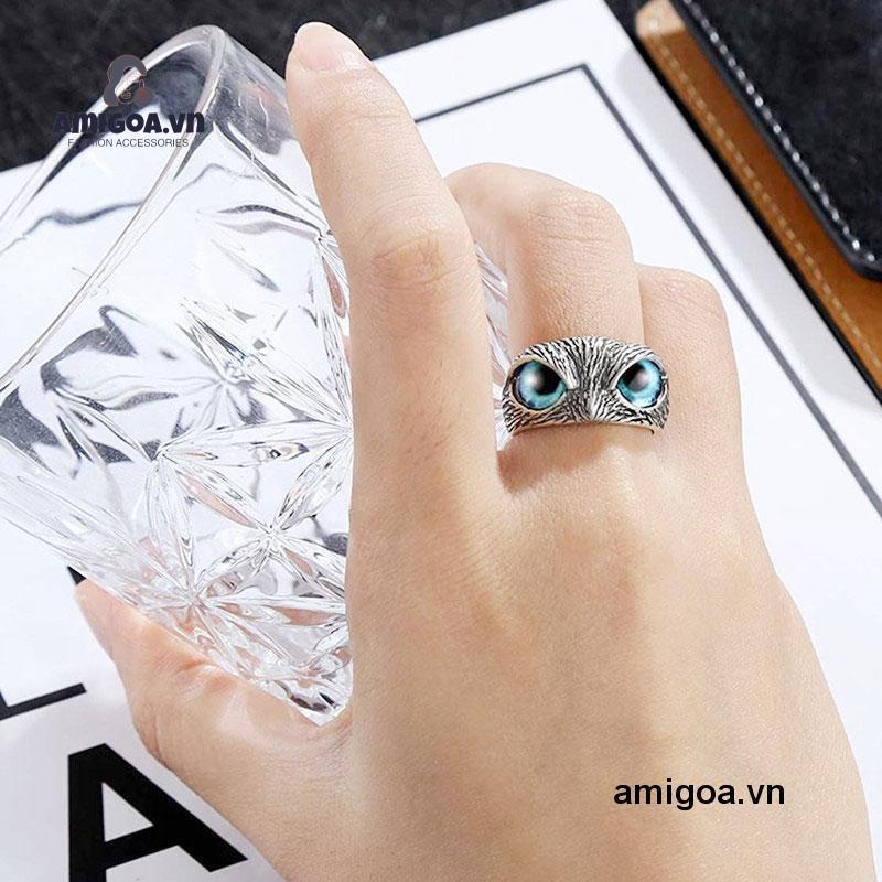 ✨✨Nhẫn Khắc Hình Chim Cú Phong Cách hip hop Cổ Điển Cho Nam Nữ