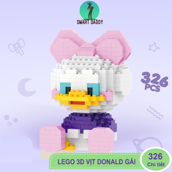 Lắp ghép mô hình lego vịt Donald 3D rèn luyện tính kiên nhẫn cho bé