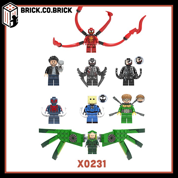 Lego Spider Man 2099 Riot Doctor Octopus mẫu cũ Mô hình Lắp ráp Super Hero Người Nhện Venom Carnage X0231