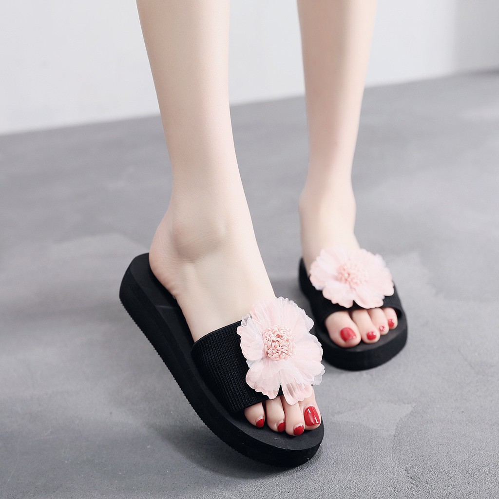 Dép Nữ Big Size  Chống Trơn Đế Mút Quai Ngang Cao 3 Phân Dễ Thương