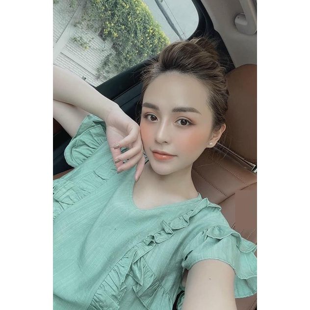 Set đồ nữ đẹp, set trang phục, quần đùi xòe áo sát nách xếp bèo cực xinh