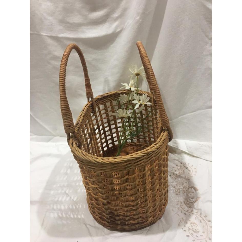 Túi mây vintage đi biển Hội An size M - Hình oval Có ảnh thật