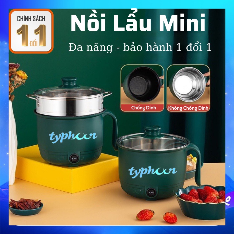 Nồi Lẩu Điện Mini Đa Năng Tặng Kèm Khay Hấp 1,8L – Bảo Hành 1 đổi 1