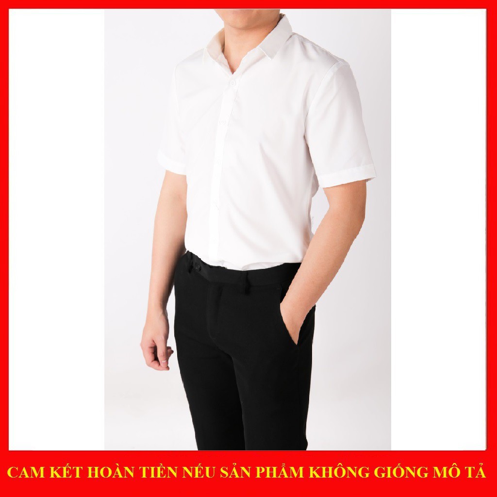 Áo Sơ Mi Lụa Cotton nam Ngắn tay Màu Trắng (7 Size từ 40kg đến 85kg) - FashionQuocDai | BigBuy360 - bigbuy360.vn