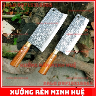 Bộ 2 dao bếp chặt và thái thép nhíp ô tô hàng rèn thủ công cao cấp