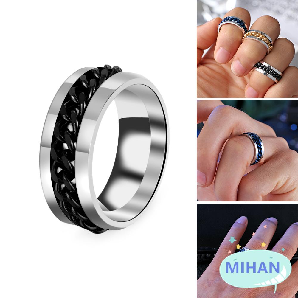 Nhẫn thép titan đính đá thời trang mihan1