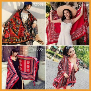 Khăn choàng boho đi biển - Khăn choàng thổ cẩm chất viscose Mã KCTH01