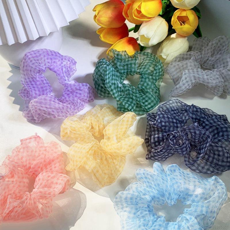 Dây buộc tóc co giãn họa tiết kẻ sọc phong cách retro thời trang dành cho nữ