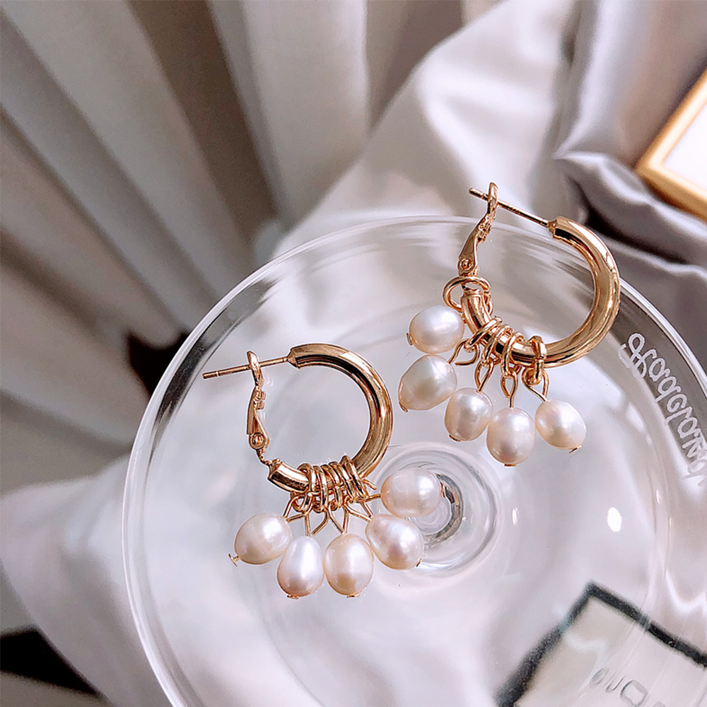 Khuyên Tai Nữ Trang Đính Ngọc Trai Tạo Hình Độc Đáo