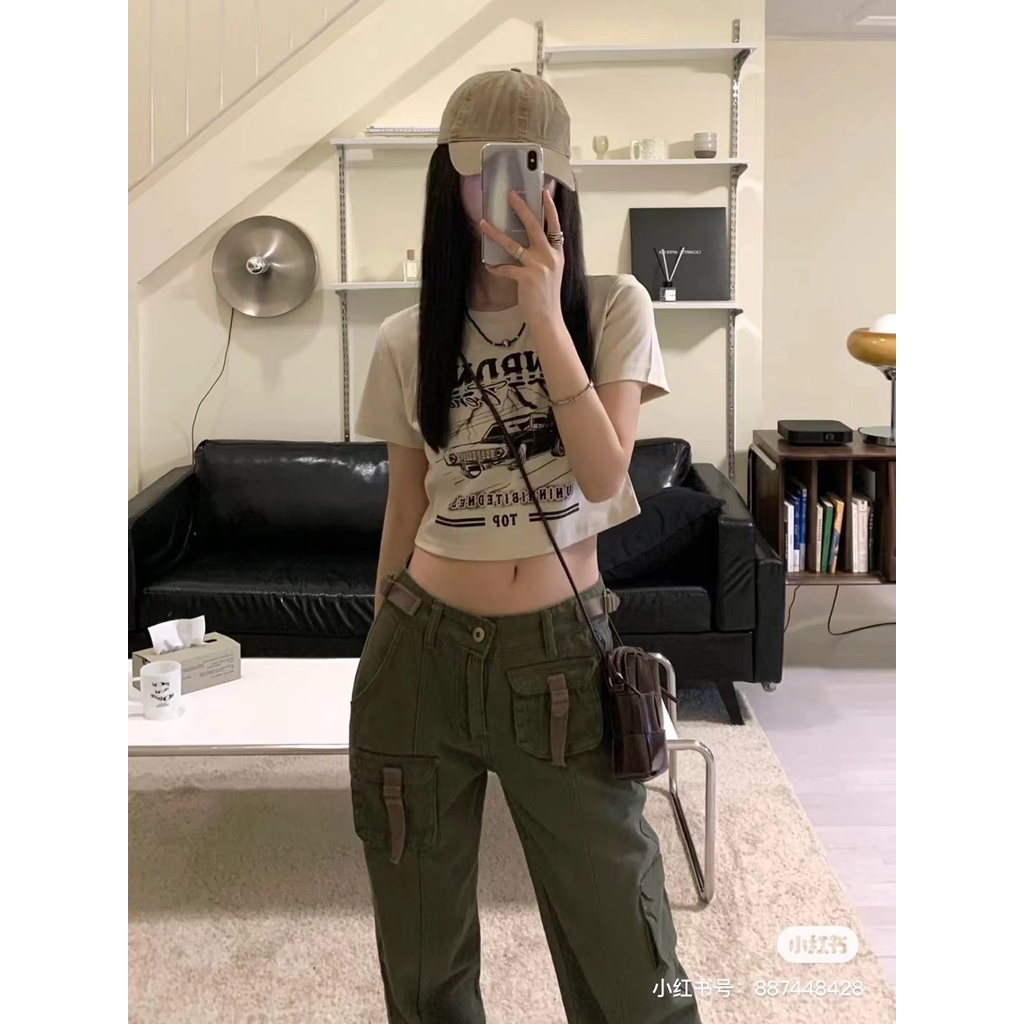 ❖Áo Thun Ngắn Lưng Cao Dáng Ôm Dễ Phối Đồ Thời Trang Cho Nữ