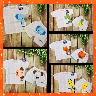 Combo 5 bộ quân áo cộc tay mẫu Bibo cài khuy cotton cho bé 3-14kg