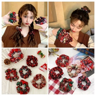 Buộc tóc scrunchies họa tiết Giáng Sinh