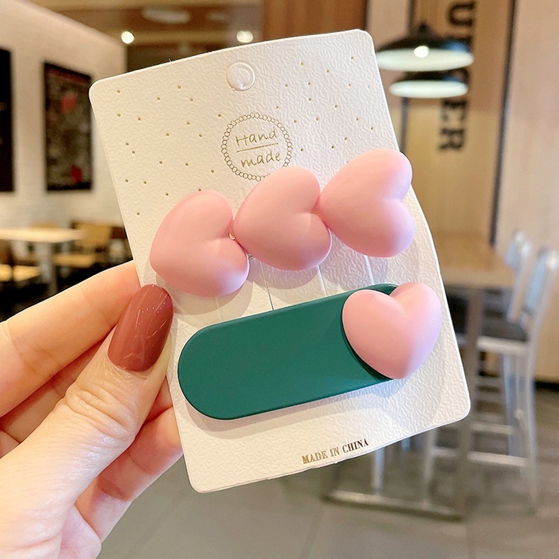 Set 2 Kẹp Tóc Hình Trái Tim Thời Trang Cho Bé Gái