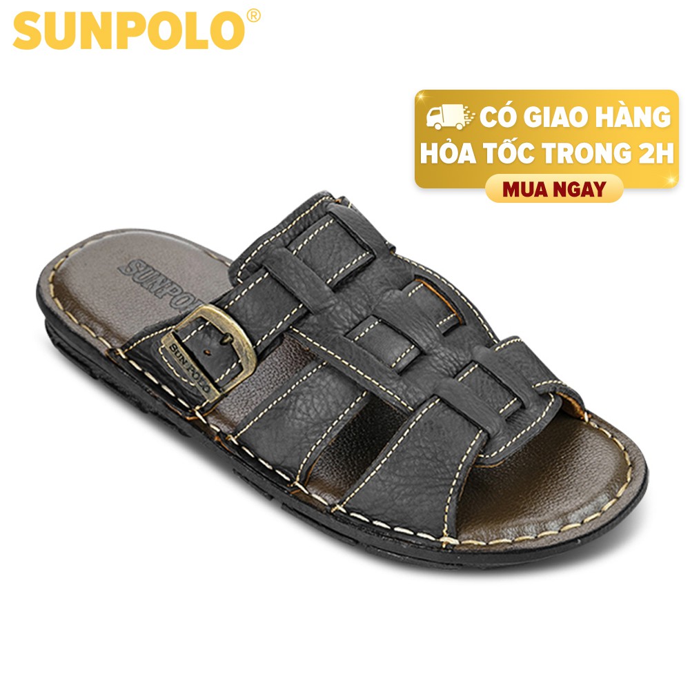 Dép Quai Ngang Nam Da Bò SUNPOLO - SUA1DN